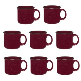 Gifts by Design Set of 8 Ceramic Campfire Mugs – 15 Oz, Maroon – Coffee & Tea Cups for Home, Work, Travel, Camping – Customizable, Great for DIY, Events, Companies