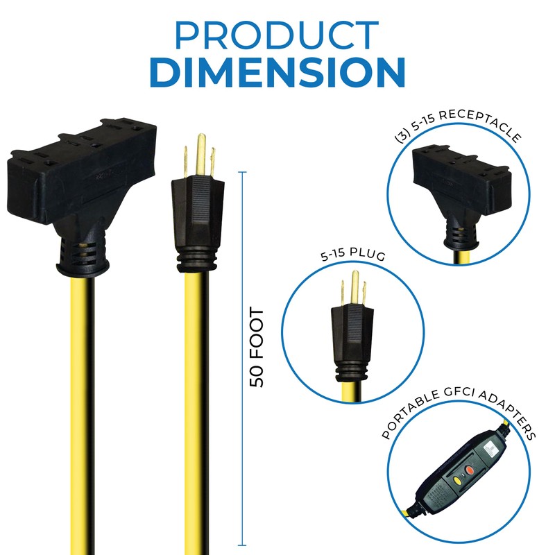 OHLECTRIC 2 Feet in-line GFCI with Power Block | 12