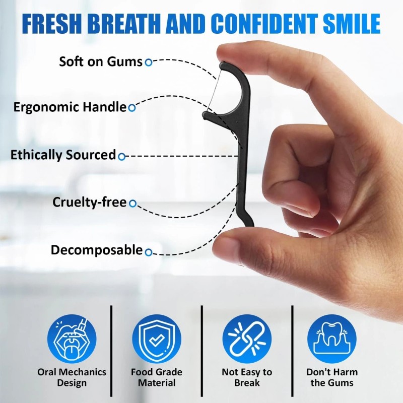 Biodegradable Dental Floss Picks- Plant Based- Eco Friendly Oral Care