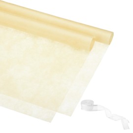 PATIKIL 22.8"x22.8" Flower Wrapping Paper, 20 Sheets Non-Woven Waterproof Florist Floral Bouquet Wrap Paper Korean Style with 1 Roll Ribbon for DIY Crafts Gift Packing, Beige