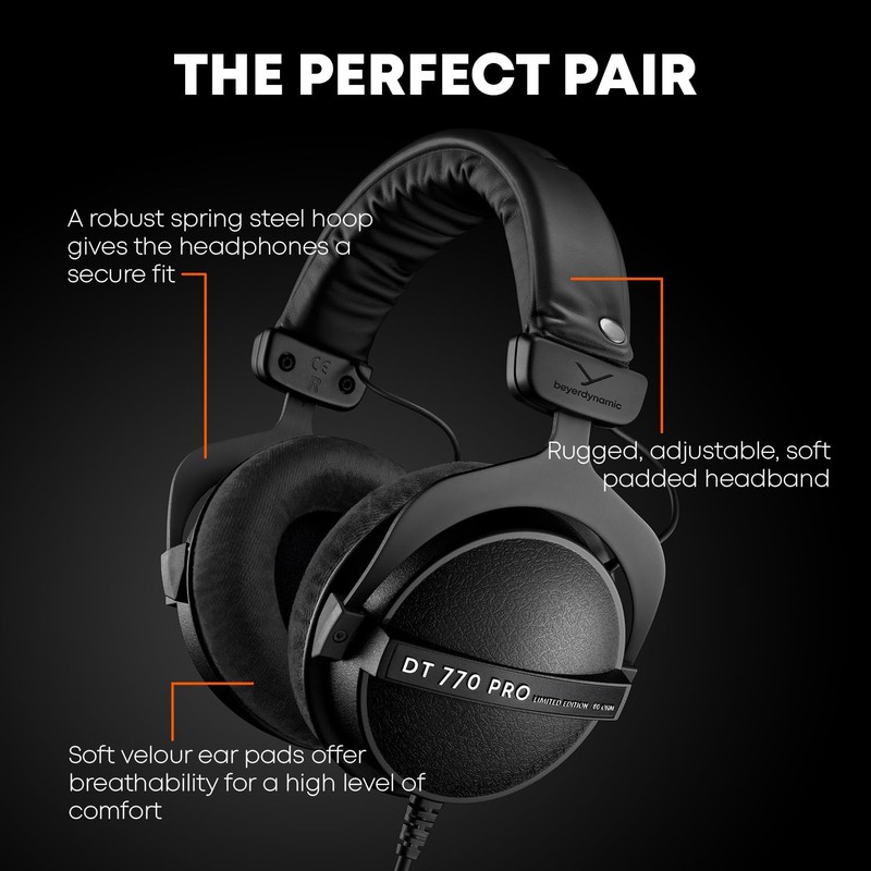 beyerdynamic DT 770 Pro 80 Limited Edition Headphones, Black