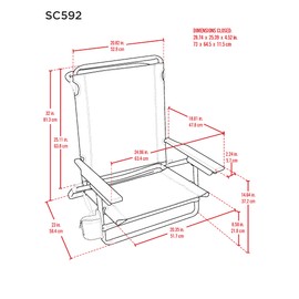Tommy Bahama 5-Position Classic Lay Flat Folding Backpack Beach Chair, Aluminum, Red, White, and Blue Stripe