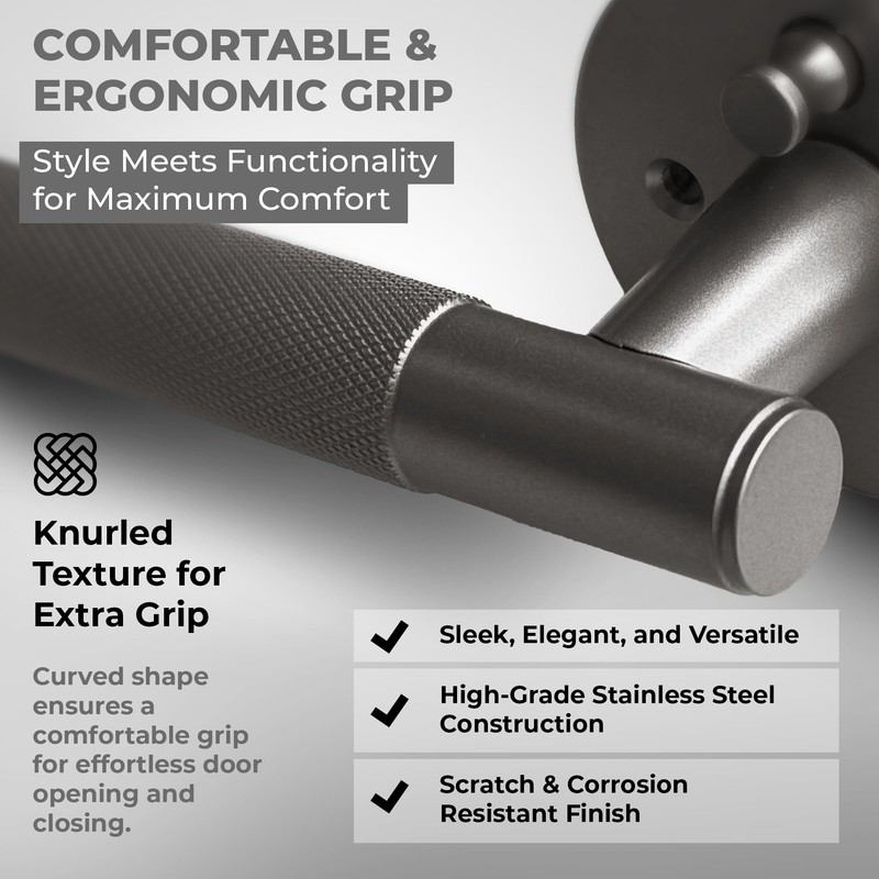 Litlheim Privacy Knurled Grey Door Handle - Durable, Stylish Interior