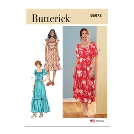 Butterick Misses' High Waisted Dress Sewing Pattern Kit, Design Code B6872, Sizes 8-10-12-14-16