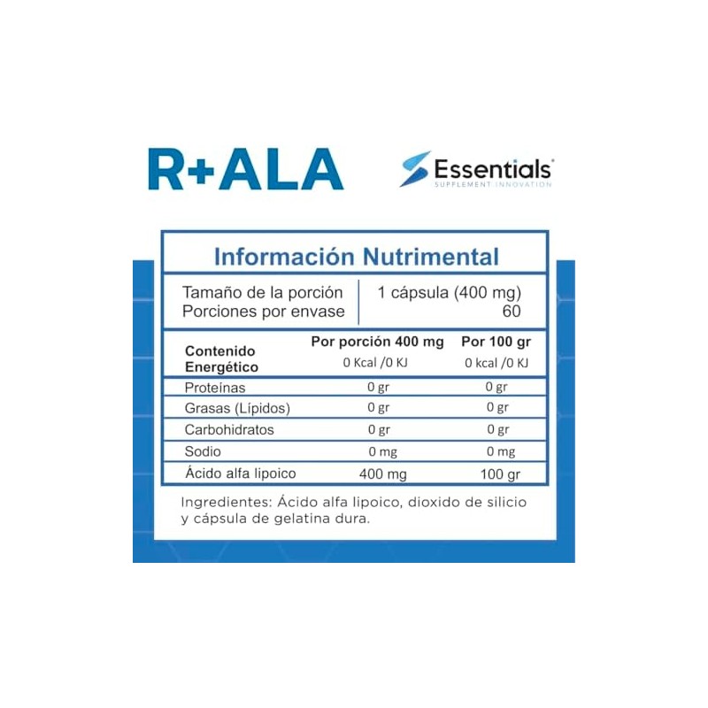 Essentials Innovation Ácido alfa lipoico R ala 400 mg 60