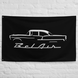 JG Infinite 1955 Chevy 55 Belair Bel Air Antique Collector Car Banner Flag 56" x 34.5"
