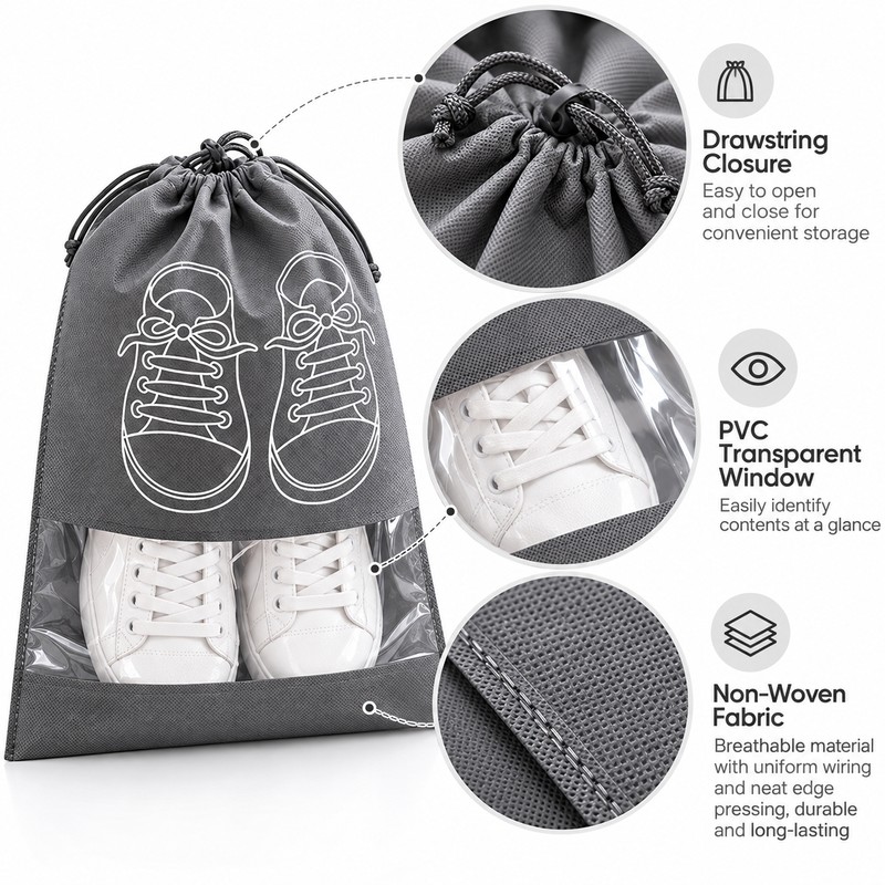 Non-Woven Shoe Storage Bags for Travel & Closet Organization –