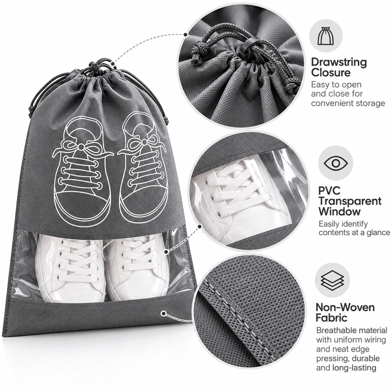 Non-Woven Shoe Storage Bags for Travel & Closet Organization –
