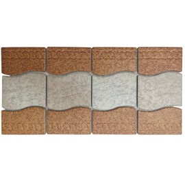 Tenedos Wavy Almond with Tawny Brown Matte Porcelain Border Pool Wall and Floor Tile on 6x12 Mesh Mounted for Easy Installation for Bathroom, Backsplash, Kitchen (1 Piece)