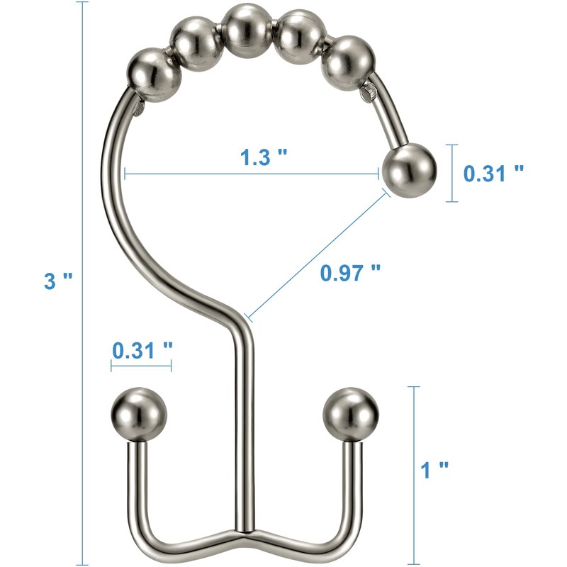TENOVEL Never Rust 304 Stainless Steel Shower Rings, Rustproof Shower