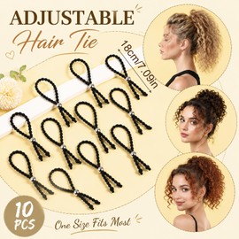 10PCS Adjustable Hair Ties, One-Handed Hair Tie with One-Handed Operation Friendly Design, Drawstring Hair Ties for Thick Curly Hair, Afro Puff Hair Ties for Protective Styling,Curly Hair Tiess