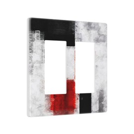 Red Black Grey Abstract Painting 2 Gang Double Rocker/Decora Light Switch Cover Decorative Outlet Wall Plate Electrical Faceplate Screwless