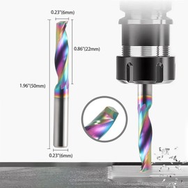 CNC Milling Cutter with a Groove for Aluminium, 6 mm Shank, Single Flute End Mill, Spiral Mill Bit Solid Carbide with DLC Coating, 6 mm Cutting Diameter End Mill, Solid Carbide End Mill, Pack of 2