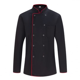 MISEMIYA - Men's Chefs Jacket - Men's Chefs Jacket - Hospitality Uniform 682, Chef's Jacket 682b - Black