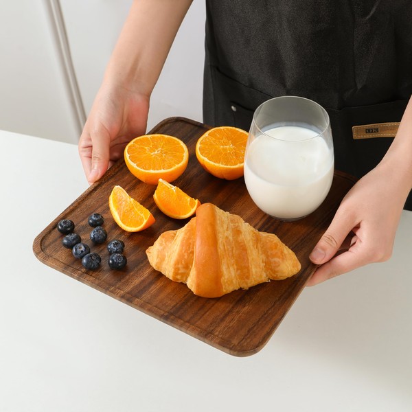 Bamxzoo Premium Quality Durable Walnut Square Wooden Plates 10"-100% Natural
