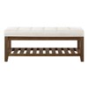 24KF Large Rectangular Upholstered Tufted Linen Ottoman Bench, Padded Bench