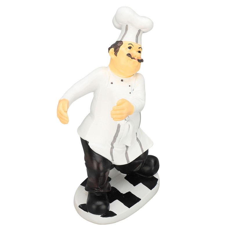 Resin Chef Statue Restaurant Dining Table Decor Holding Red Wine