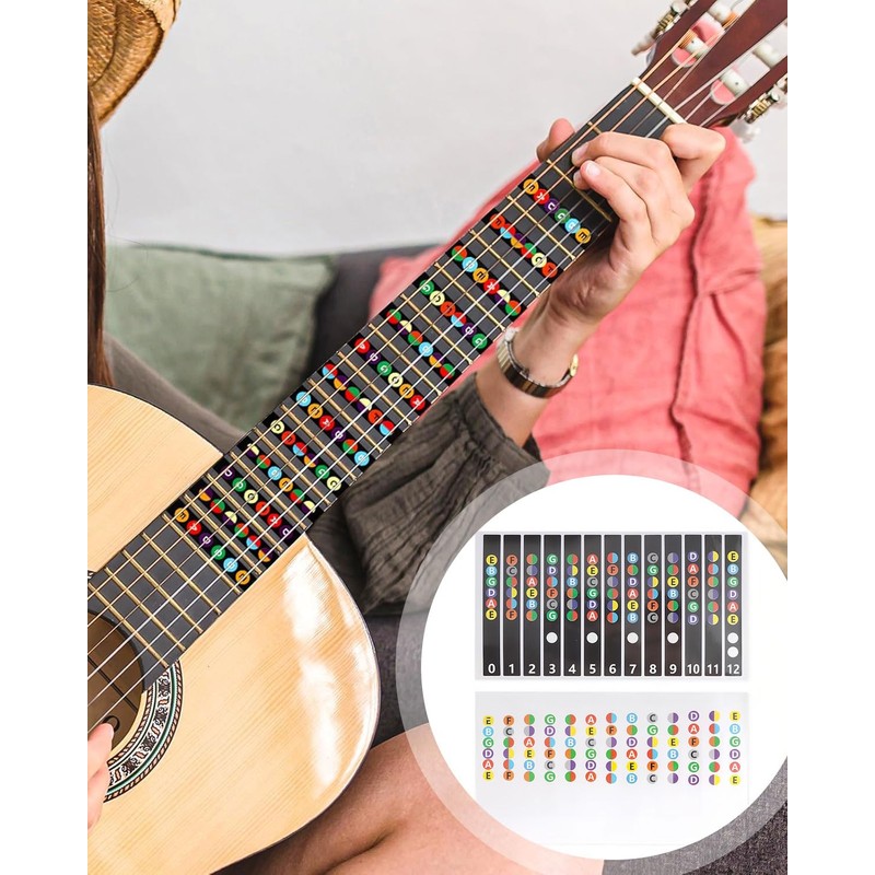 KGDUYC 4pcs Guitar Fingerboard Sheet Music Stickers, Fingerboard Guitar Neck