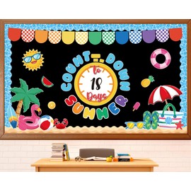 Countdown to Summer Bulletin Board Set Beach Bulletin Board Decorations End of The Year Paper Cutouts Summer Tropical Cut-Outs for School Classroom Office Chalkboard Wall Door