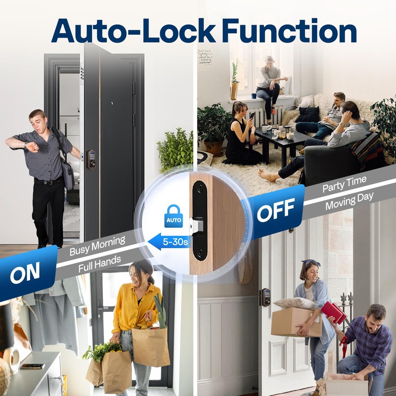 VIVOHOME Keyless Entry Door Lock with Fingerprint, Electronic Keypad Deadbolt