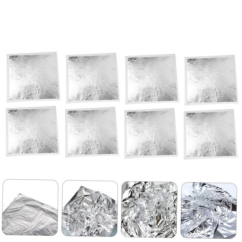 DOITOOL 200Pcs Silver Gilding Foils Imitation Leaves for Art Crafts