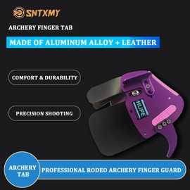sntxmy Genuine Leather Archery Finger Tab Guard with Adjustable Aluminum Plate-Comfort & Durability for Recurve Bow Precision Shooting