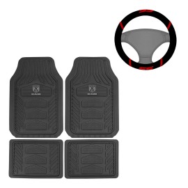 Dodge New 5pc RAM SS Car Truck Front Back Rubber Floor Mats & Steering Wheel Cover