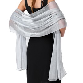 Jeffdad Women Shawls Scarf Soft Fashion Silky Satin Shawls for Bridal Bridesmaid Wedding Evening Party Formal Ball Scarves(Silver gray)