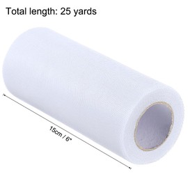 TA-VIGOR 6 Inch 25 Yards Tulle Fabric Ribbon Rolls, Pastel Mesh Fabric Spool Gift Tulle Ribbon Netting Rolls for Gift Wrapping Tutu Bow Christmas Birthday Party Wedding DIY Crafts Decor, White