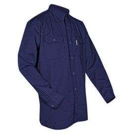MAGID SBN70DHXXL SBK70DH/SBN70DH Dual-Hazard 7.0 oz. FR 88/12 Work Shirts, Navy, 2XL, Flame Resistant Cotton Blend