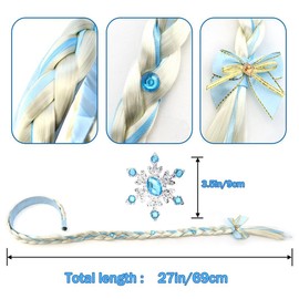 Princess Wig, Princess Wig with Blue Ponytail Headband and Hair Clips, Perfect for Kids and Toddlers Dress-Up, Braided Wigs for Parties and Themed Events