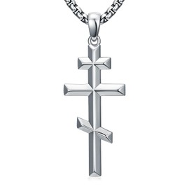 PDTJMTG Orthodox Cross Pendant Necklace for Men, 925 Silver, East Orthodox Cross Jewellery, Gift for Father and Son