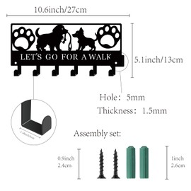 CREATCABIN Dog Paw Key Holder Wall Mounted Coat Hanger Metal Decorative Hook with Pattern of Dog Claw Design Organizer Rack with 6 Hooks Dog Leash Holder for Wall Bathroom Towel Kitchen Entryway