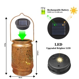 YWYWLED Solar Lanterns Outdoor Waterproof - Metal Hanging Solar Lights for Patio Yard Garden Decor, Christmas Birthday Gifts for Women Mom Men (2 Pack, Owl Shape)