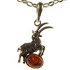 Baltic amber and sterling silver 925 cognac goat pendant (no