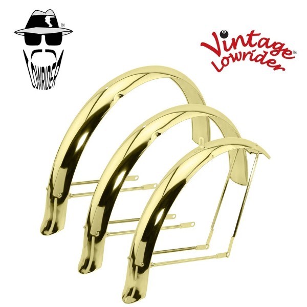 VINTAGE LOWRIDER 26" FLARED ADJUSTABLE DUCKTAIL CONVERSION KIT GOLD FENDER