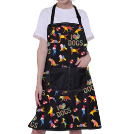 BNQL Dog Grooming Apron Cute Dog Apron Puppy Dog Waterproof Apron Dog Cooking Apron Dog Trainer Groomer Gifts Dogs Make Me Happy (i love dog apron)