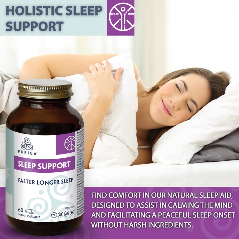 PURICA Vegan Sleep Support Supplement - 60 Capsules with Organic