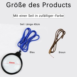 Mini Magnifying Glass, Small, 5 x Magnifying Glass, Bag Reading Magnifier, Necklace Hanging Mini Magnifying Glass, Magnifying Glass with Rope for Reading Books, Newspapers, Maps, Crafts