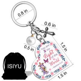 isiyu Christian Keychain Gifts Bible Verse Keychain Religious Cross Baptism Gift for Women Men Faith Inspirational（Matthew 5:14）