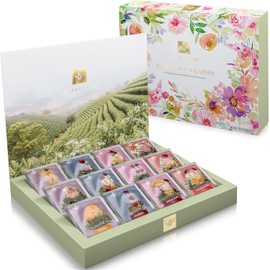Teabloom - Baúl de té de jardines bellos, 12 variedades tés florecientes en caja lista para regalo