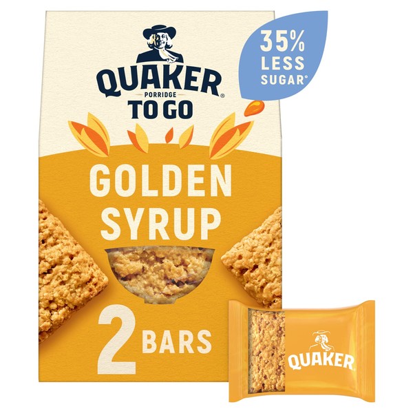 Quaker Porridge To Go Breakfast Bar Golden Syrup 2 x 55 g (Case of 6)