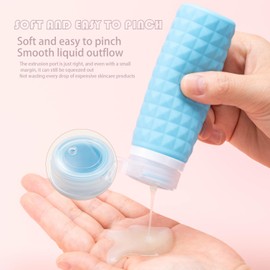 Silicone travel bottles for toiletries,Tsa Approved Travel Size Containers, BPA Free Leak Proof Refillable Liquid Silicone Squeezable Travel Accessories for Shampoo Conditioner Lotion (90ml)