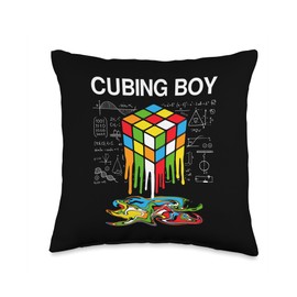 Melting Cubes Math Speedcubing Stuffs Melting Cubing Boy Funny Math Speedcubing Throw Pillow, 16x16, Multicolor