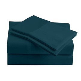 Queen 4 Pc Sheet Set 600 TC Egyptian Cotton Sheets Queen Size Cotton Sheets for Queen Size Bed Sateen Long Staple Deep Pockets Flat Fitted Pillow Case Better Than Percale Teal