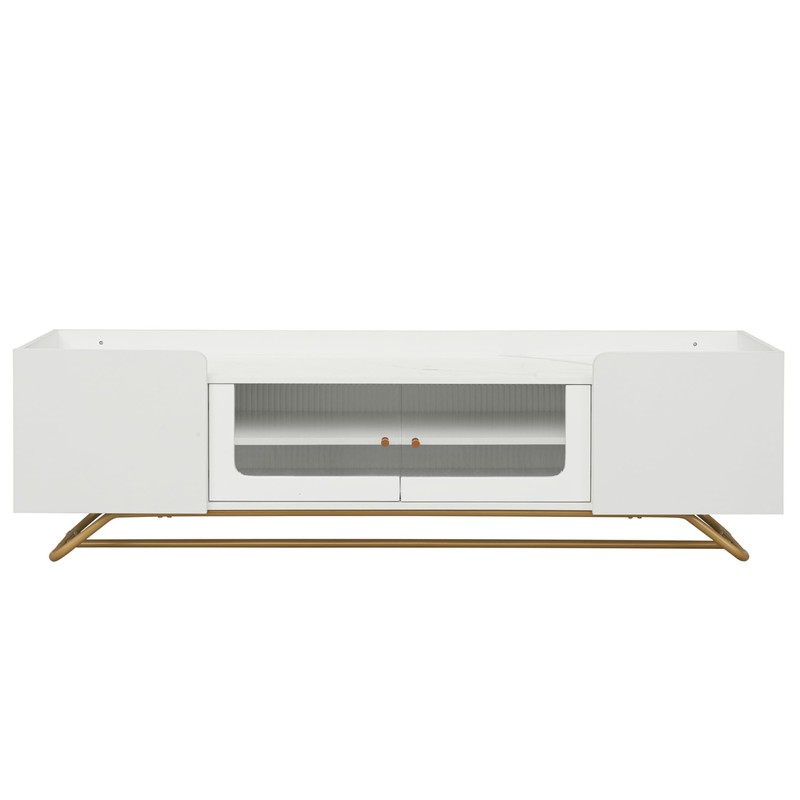 Elefesign Sleek Design Stand with Fluted Glass, Contemporary Entertainment Center