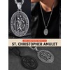FaithHeart Oval Saint Christopher Medal Necklace for Men Silver Religious/Protector/Travel