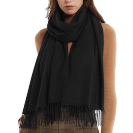 FURTALK Ladies Winter Pashmina Shawl Scarf Wraps Soft Warm Blanket Scarves for Weddings（One size, black