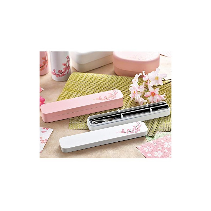 Tatsumiya Cutlery 3-Piece Set, Chopsticks, Spoon, Fork, Pink Size: Approx.