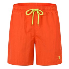 Rdruko Men's Swim Trunks Quick Dry Shorts with Mesh Lining Swimwear Bathing Suits(Orange, CA M)